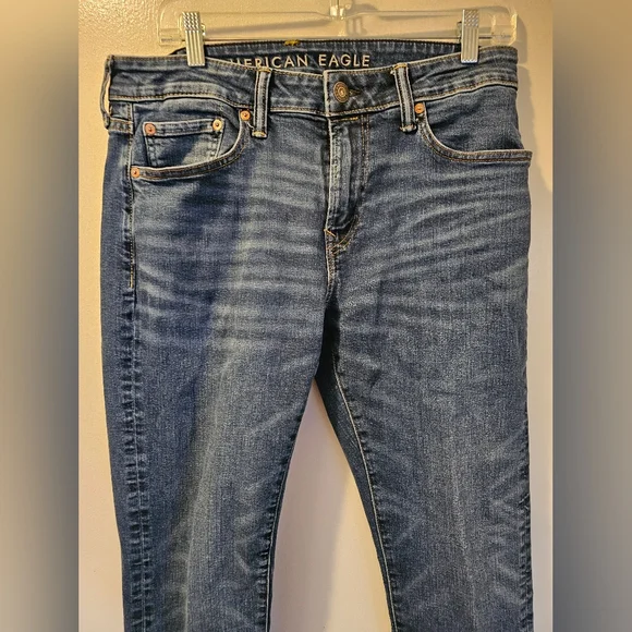 American Eagle Jeans Mens 32x32 AirFlex+ Blue Denim Athletic Skinny - Picture 2 of 11